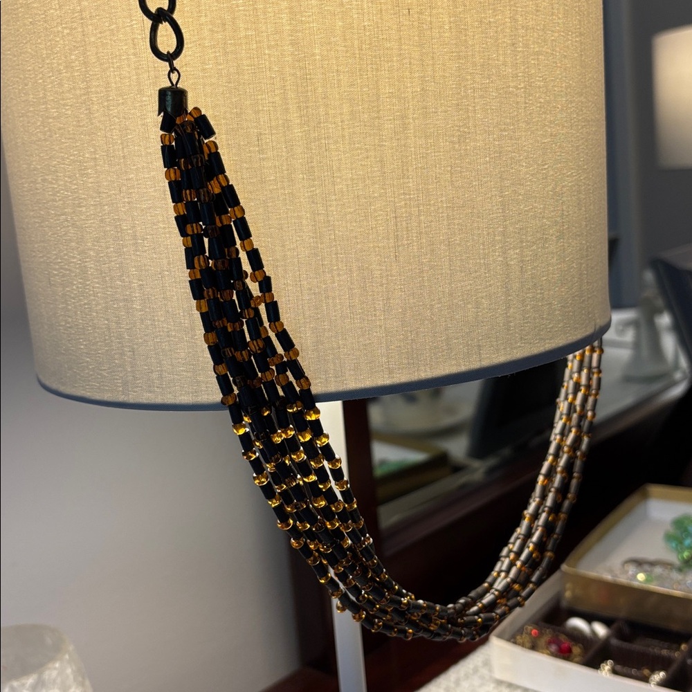Vintage Black and Gold multiple strand Beaded Necklace!!